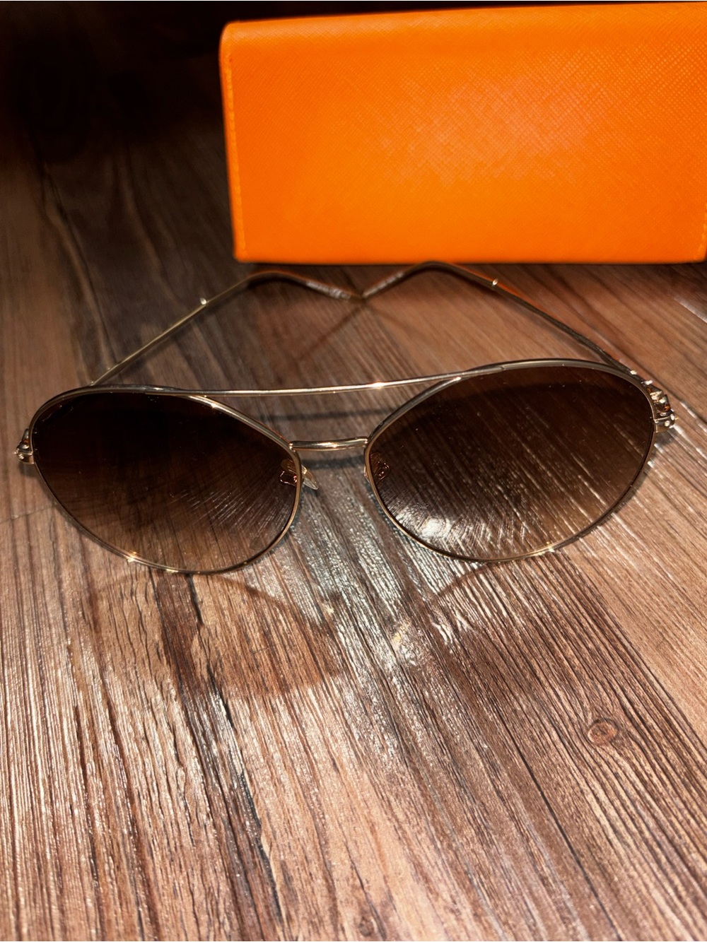 Givenchy Gold Frame Brown Gradient Aviator Sunglasses